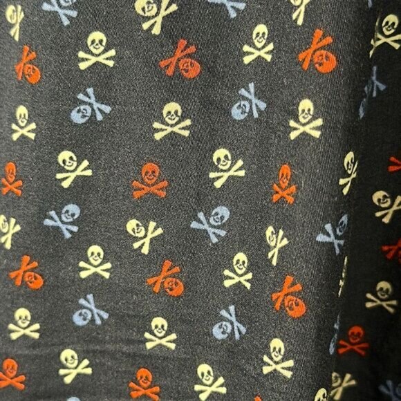 Johnston & Murphy Skull Shirt Mens Medium Blue Crossbones All Over Print AOP - Picture 6 of 9